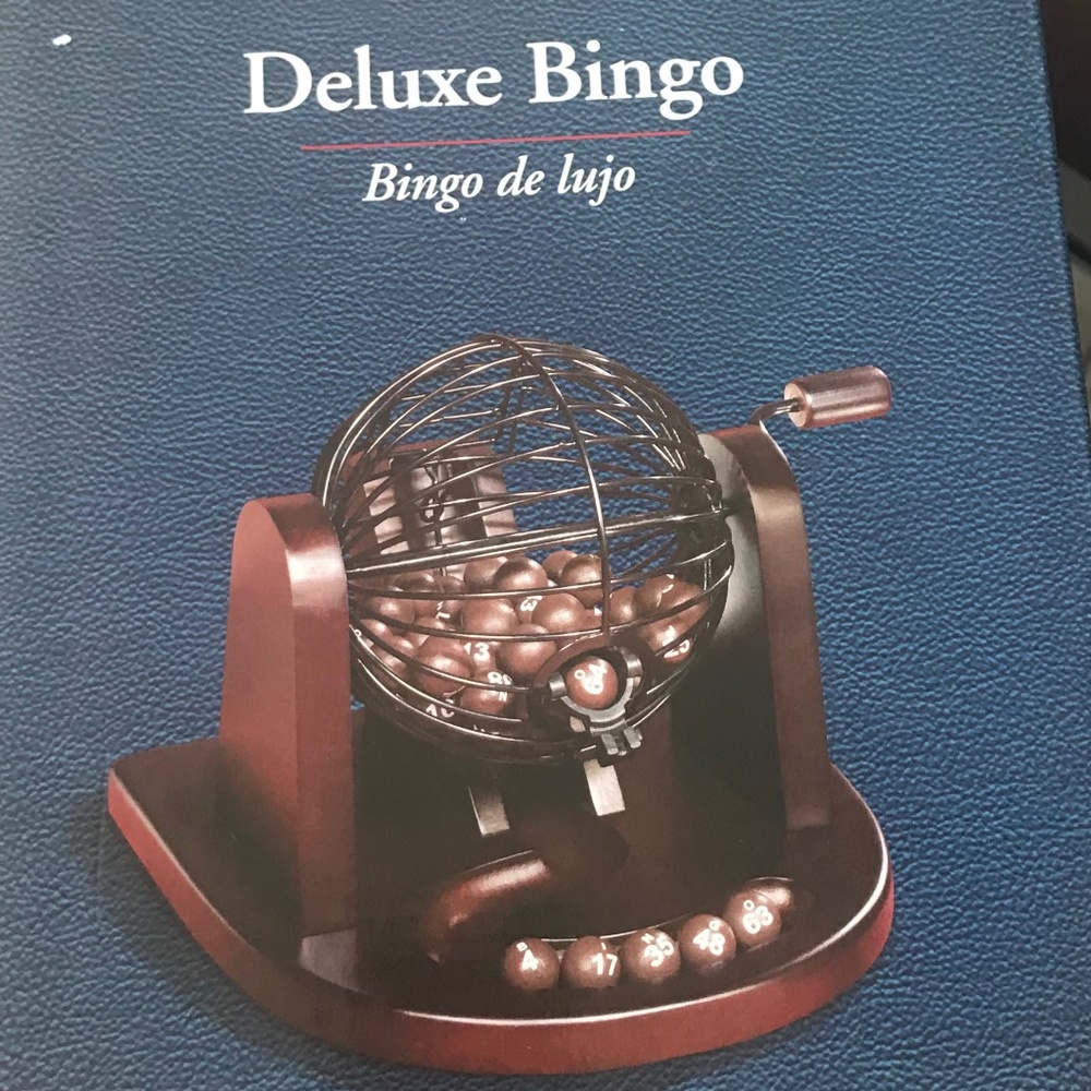 Pavillion Deluxe Bingo Luxurious Metal Ball Hopper Wood Cherry Base Platinum